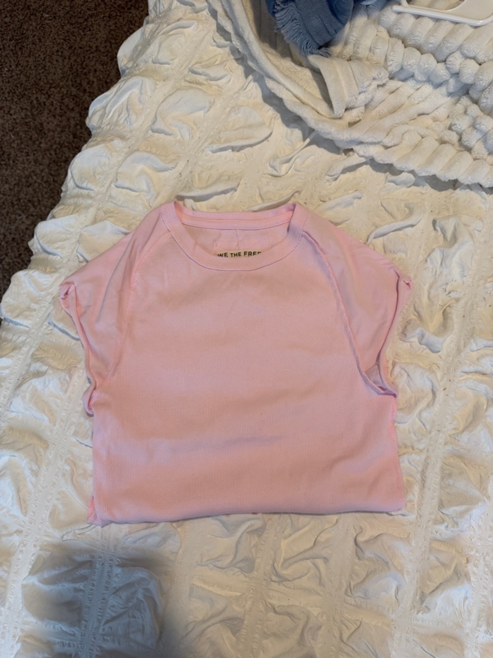 We the Free Light Pink Short Sleeve Ribbed Top